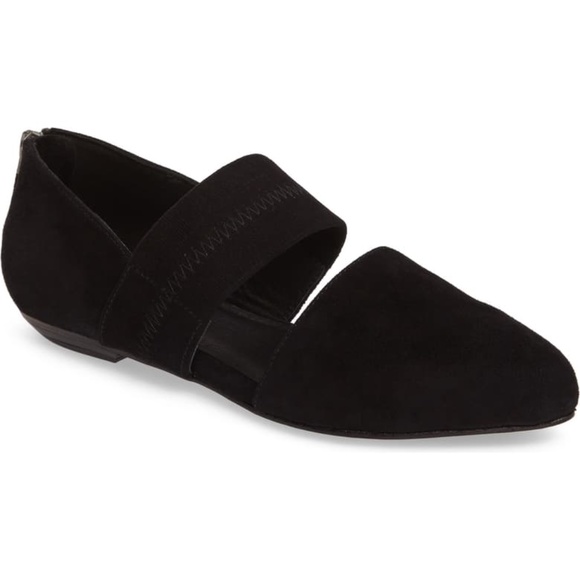 Eileen Fisher Black Suede Hall Pointy Toe Flat 8.5